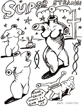 Daniel Johnston, Untitled (ML-11), 1990s, ink on paper, 8.5x11 inches