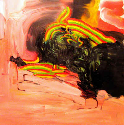 Wendy White, Lumpy Patch, 2005, acrylic and spray paint on canvas, 30x30 inches