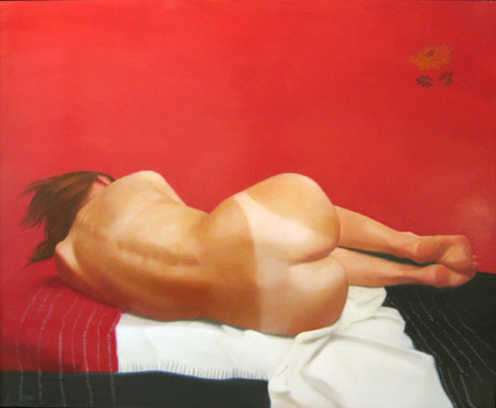 Sharon Sprung, Reclining Nude, oil on canvas, 36x44 inches