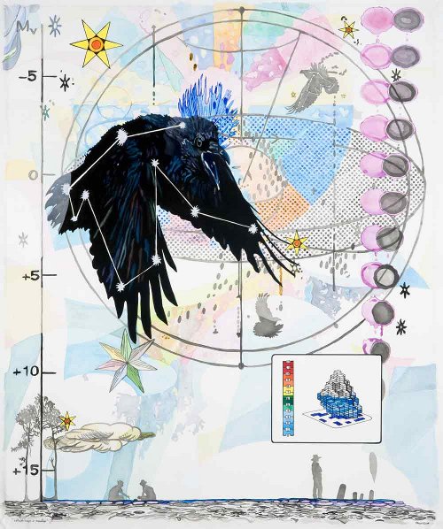 Christopher Reiger, Without Maps or Manifest, 2009, watercolor, gouache, sumi ink and marker on Arches paper, 34.5x29.75 inches