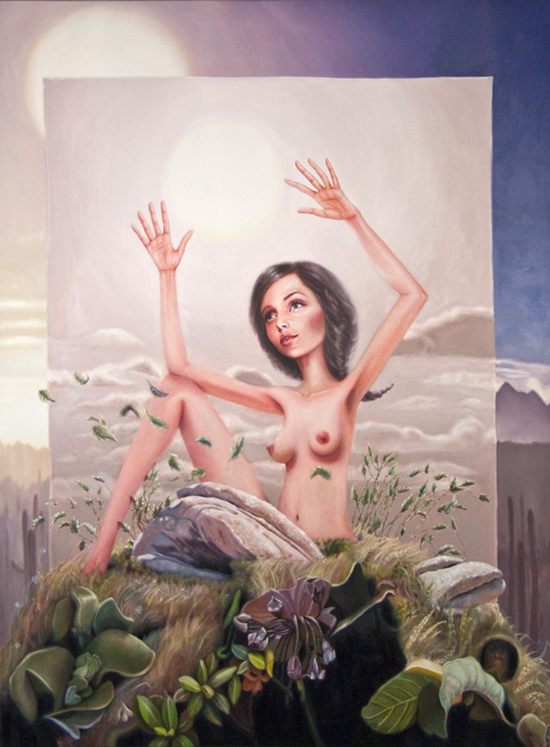 Alison Blickle, Sets Up, 2009, oil on canvas, 80x60 inches