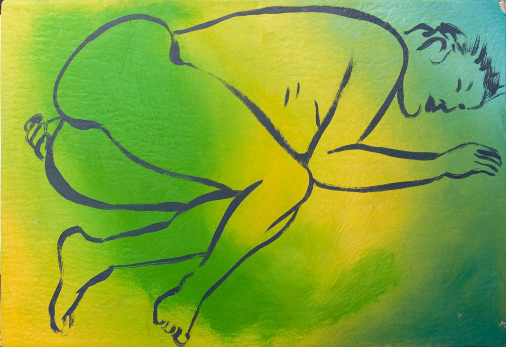 Chris Rywalt, Tiny Yellow and Green Nude, 2009, oil on panel