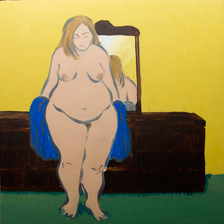 Chris Rywalt, Undressing, 2009, oil on panel, 24x24 inches