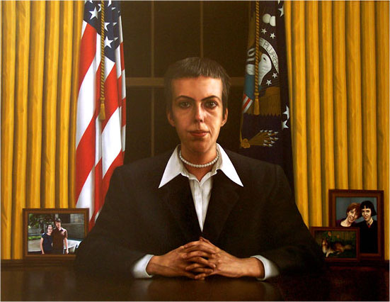 Colleen Asper, The Portrait of the Artist as President, 2005, oil on canvas, 4.5x3.5 feet