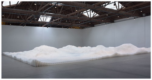 Tara Donovan, Untitled (Plastic Cups), 2006, plastic cups, approximately: 4'x54'5''x49'8''