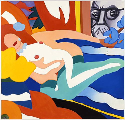 Tom Wesselmann, Sunset Nude with Matisse Self-Portrait, 2004, oil on canvas, 75x75 inches