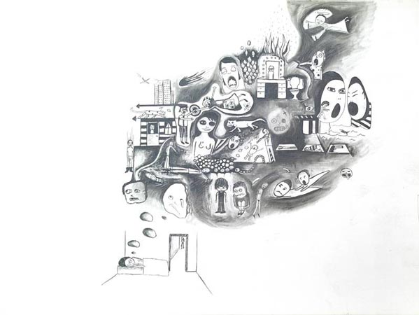 Christina Mazzalupo, The Big Blow, 2006, graphite on paper, 9x12 inches