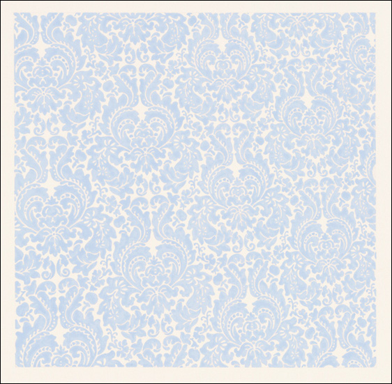 Sara Eichner, blue damask wallpaper, 2006, gouache on watercolor paper, 30x22 inches