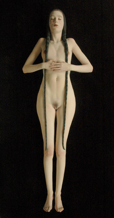 Judy Fox, Snow White, 2007, terra cotta and casein, 8.5x58x25 inches