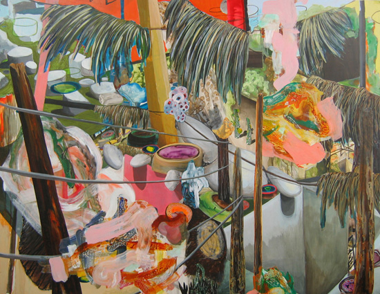 Kurt Lightner, Settle, 2007, acrylic, collage on panel, 55.5x72 inches