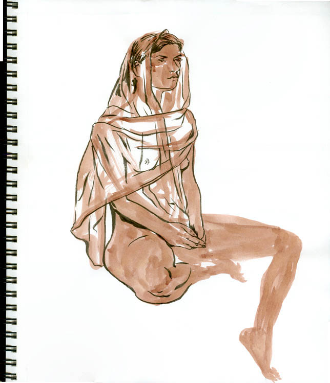 Chris Rywalt, Niki, ink on paper, 11x14 inches