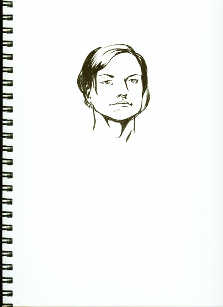 Chris Rywalt, Rebecca, ink on paper, 11x14 inches