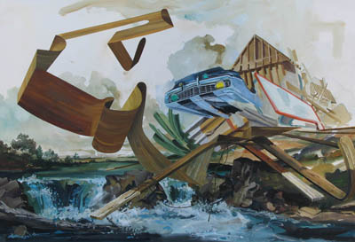 Zohar Lazar, Slow Peel, 2008, gouache on paper, 15x22 inches