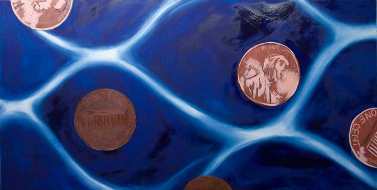 Chris Rywalt, Give or Take a Penny (in progress), 2009, oil on paper