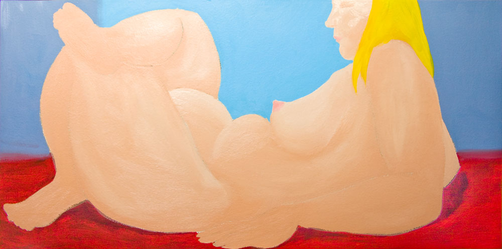 Chris Rywalt, Reclining Nude (in progress), 2009, oil on panel, 48x24 inches