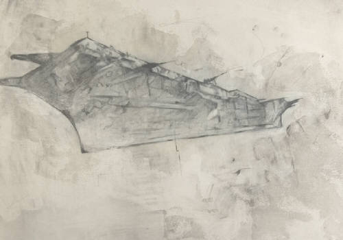 Sasha Blanton, Disengaged #2, 2008, pencil, wax, 28x36 inches