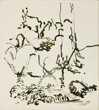 Robert Lobe, Mossy Brook 2, 2009, ink on paper, 11x10 inches