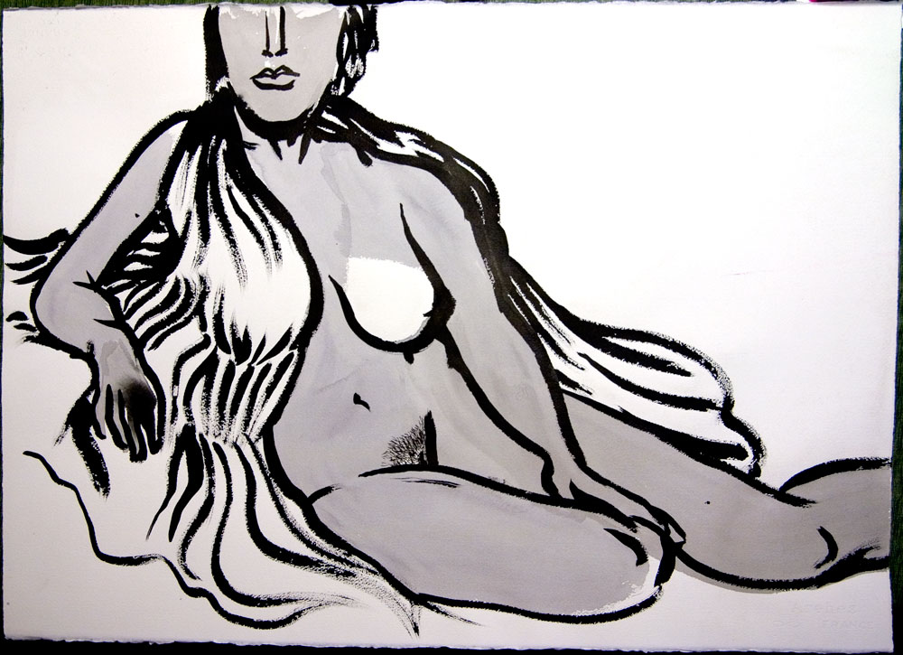 Chris Rywalt, Untitled (I can't remember which model this was), 2008, ink on paper, 30.5x22.5 inches